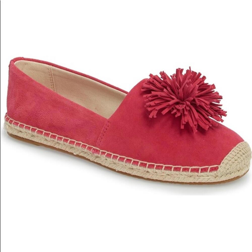 Michael Michael Kors "Lolita" Tropical Chic Suede Pom-Pom Espadrilles Size 8.5